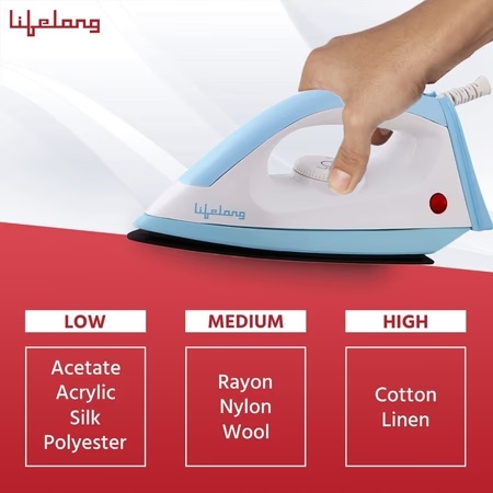 Lifelong LLDI09, 1100 Watts, Dry Iron, Temperature Control, Blue and White 4 Lifelong LLDI09, 1100 Watts, Dry Iron, Temperature Control, Blue and White