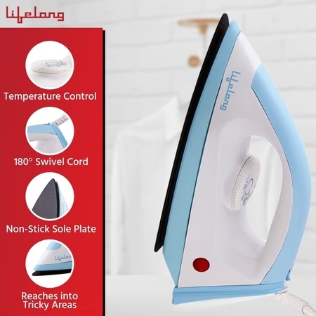 Lifelong LLDI09, 1100 Watts, Dry Iron, Temperature Control, Blue and White 5 Lifelong LLDI09, 1100 Watts, Dry Iron, Temperature Control, Blue and White