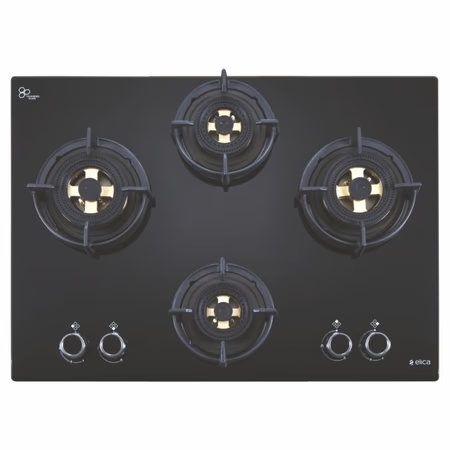 Elica Flexi DFS FB MFC 4B 70 DX 4 Burners Hob, Black Glass