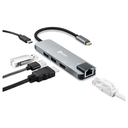 Enter E-C5H 5-in-1 USB-C Hub with USB 3.0, 2.0 Port, HDMI Port, LAN Port