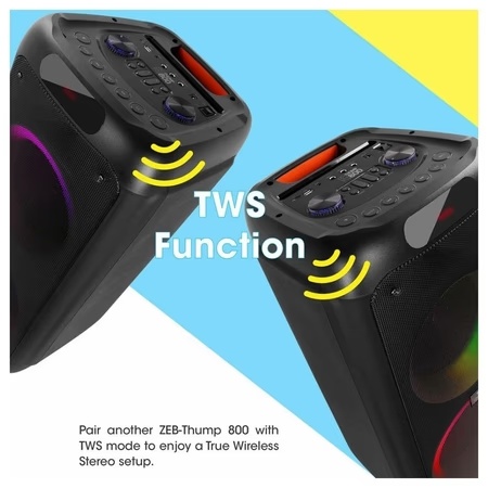 Zebronics Thump 800 Trolley Speaker with RGB Lights, Black, 70 Watts 5 Zebronics Thump 800 Trolley Speaker with RGB Lights, Black, 70 Watts