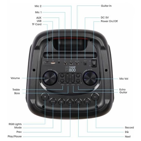 Zebronics Thump 800 Trolley Speaker with RGB Lights, Black, 70 Watts 8 Zebronics Thump 800 Trolley Speaker with RGB Lights, Black, 70 Watts