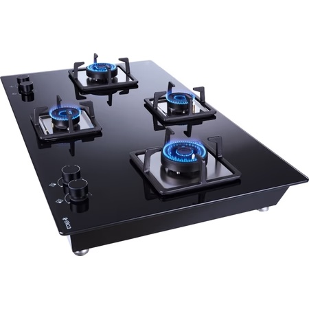 Elica Ind Flexi AB 491 DX DFS 4 Burners Hob, Black Glass