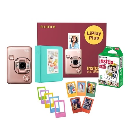 Fujifilm Instax Liplay Plus Instant Camera Kit, Blush Gold