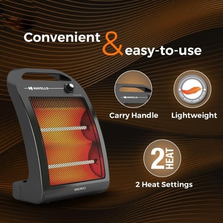 Havells Bero Quartz 800 Watts Heater Black