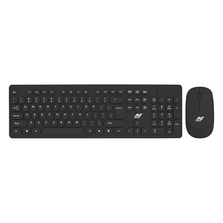 Ant FKBRI05 Wireless Keyboard Mouse Combo, 2.4Ghz Aesthetic Quiet Keyboard and Mouse, 110 Keys Full Size Ultra Thin Keyboard for Laptop, Computer, PC, Notebook, Windows, Mac OS Black