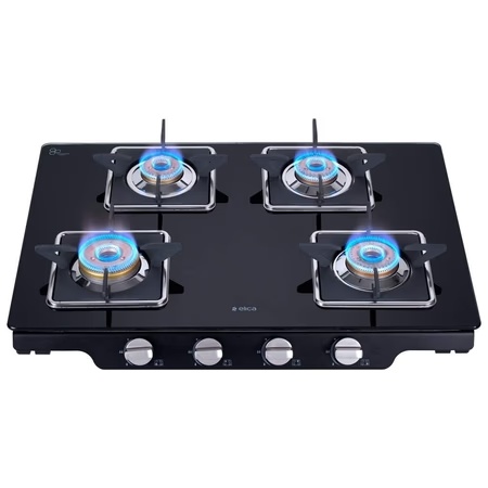 Elica Patio ICT 469 SPF Cooktop with 4 Brass Burners, Black