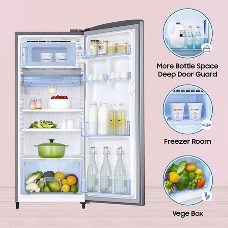 Samsung 183 L 3 Star Digital Inverter Direct Cool Single Door Refrigerator (RR20C1723S8/HL, Silver, Elegant Inox) 5 Samsung 183 L 3 Star Digital Inverter Direct Cool Single Door Refrigerator (RR20C1723S8/HL, Silver, Elegant Inox)