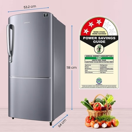 Samsung 183 L 3 Star Digital Inverter Direct Cool Single Door Refrigerator (RR20C1723S8/HL, Silver, Elegant Inox) 6 Samsung 183 L 3 Star Digital Inverter Direct Cool Single Door Refrigerator (RR20C1723S8/HL, Silver, Elegant Inox)