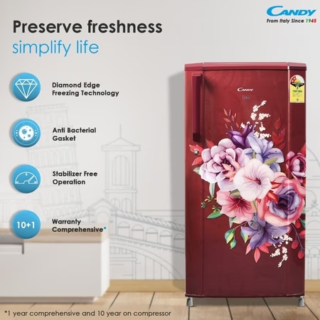 Candy 175 L 2 Star Direct Cool Single Door Refrigerator, Red Arden, CSD1852RA