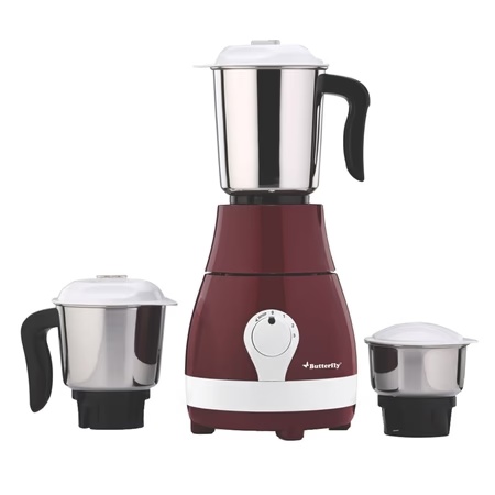 Butterfly Marvel Plus 750 Watts 3 Jars Mixer Grinder, 3 Speed Motor, Maroon