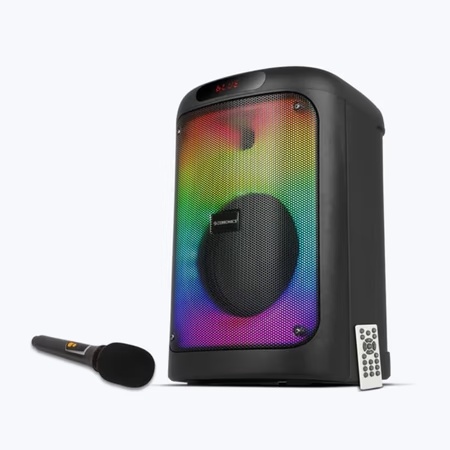 Zebronics Party Speaker Zeb_Blow, 64 W output, RGB lights, 6 hrs Backup, Wireless Mic, Karaoke, Voice Change, Guitar Input, Remote Control