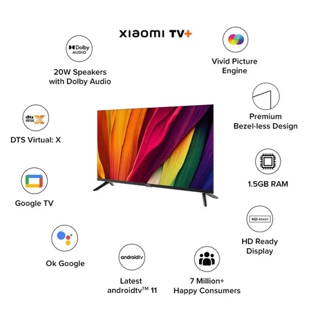 Xiaomi A Series 81.28 cm (32 inches) HD Ready Smart Google TV, L32MA-AIN 2 Xiaomi A Series 81.28 cm (32 inches) HD Ready Smart Google TV, L32MA-AIN