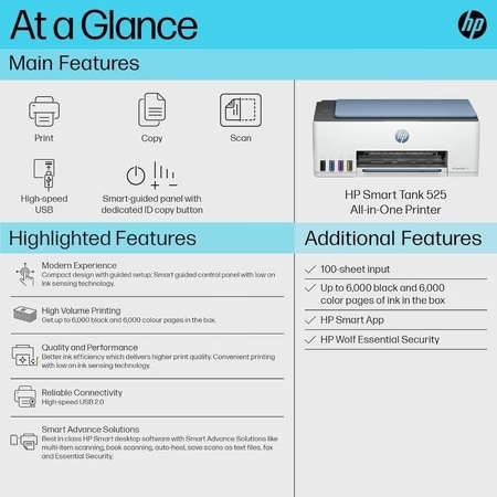 HP Smart Tank 525 All-in-one Colour Printer (Upto 4000 Black and 6000 Colour Pages) 7 HP Smart Tank 525 All-in-one Colour Printer (Upto 4000 Black and 6000 Colour Pages)