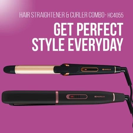 HAVELLS HC4055 Hair Straightens and Curler Combo, Black