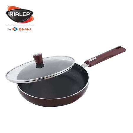 Nirlep Selec+ Non Stick Fry Pan with Lid, JFP26GLN, 3 mm, 2 Litres