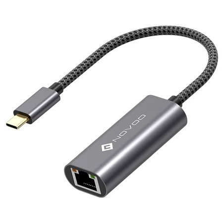 Novoo NVHUBCLAN1KXLV Type C to RJ45 Ethernet Adapter, Dark Grey