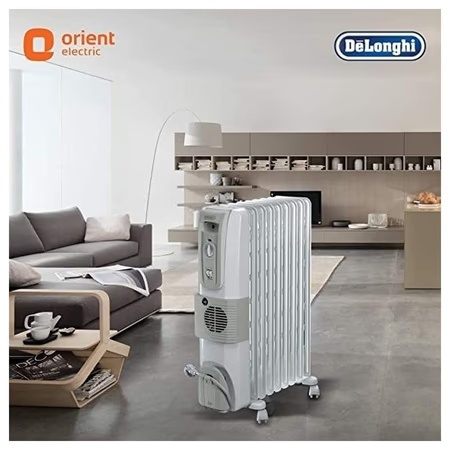 Delonghi KH770925V 2500W Oil Filled Room Heater with 9 Fins, White