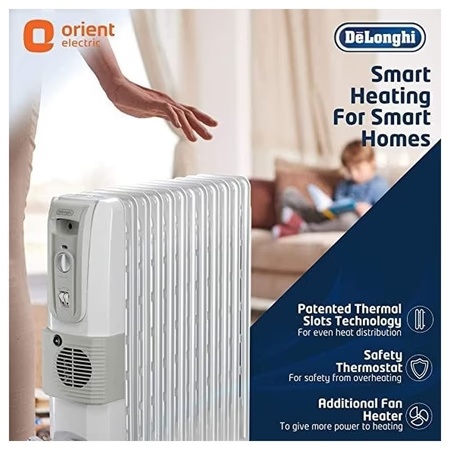 Delonghi KH770925V 2500W Oil Filled Room Heater with 9 Fins, White 4 Delonghi KH770925V 2500W Oil Filled Room Heater with 9 Fins, White