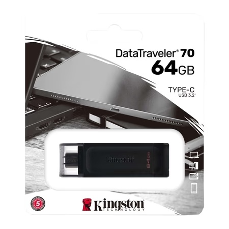 Kingston 64 GB USB Type-C DataTraveler 70 Flash Drive, DT70