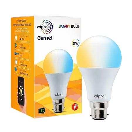 Wipro Garnet 9 Watts CCT NS9100 Smartlights compatible with Amazon Alexa & Google Assistant