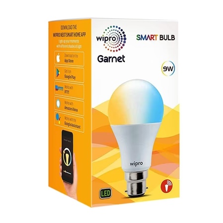 Wipro Garnet 9 Watts CCT NS9100 Smartlights compatible with Amazon Alexa & Google Assistant