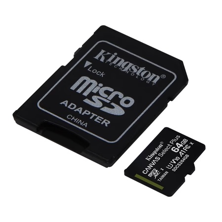 Kingston Canvas Select Plus 64 GB microSDXC Memory Card with Adapter, speeds upto 100 MB/s