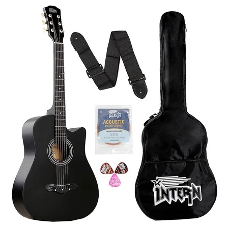 Intern INT-38C Acoustic Guitar, Black