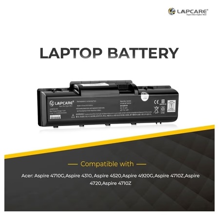 Lapcare LAOBT6C1670 6-Cell 4000mAh Laptop Battery, Black