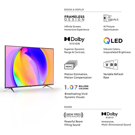 Acer 108 cm (43 inch) Super Series 4K UHD Smart QLED Google TV with Android 14 (Black), AR43QDXGU2875AT