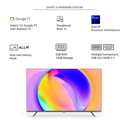 Acer 108 cm (43 inch) Super Series 4K UHD Smart QLED Google TV with Android 14 (Black), AR43QDXGU2875AT