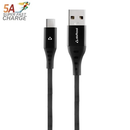 Stuffcool VELOCECA-BLK 1.2 m 5Amp USB To USB - C Cable, Black