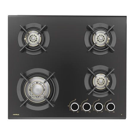 Hafele Vortex 460 Built-in Hob with 4 Brass Burners, Black