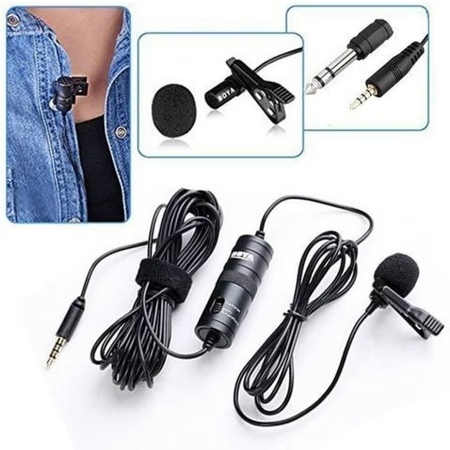 Boya BY-M1 Omni Directional Lavalier Clip On Microphone For Vlog, presentation, podcasting, live streaming (Black)