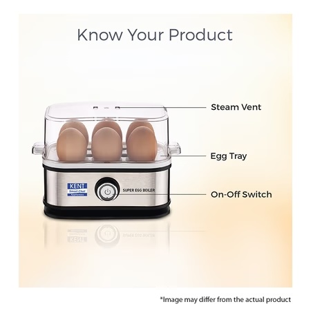 Kent Super 400 W Stainless Steel Egg Boiler, 3 Boiling Modes, Upto 6 Egg Capacity,16069