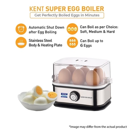 Kent Super 400 W Stainless Steel Egg Boiler, 3 Boiling Modes, Upto 6 Egg Capacity,16069