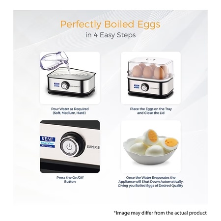 Kent Super 400 W Stainless Steel Egg Boiler, 3 Boiling Modes, Upto 6 Egg Capacity,16069 5 Kent Super 400 W Stainless Steel Egg Boiler, 3 Boiling Modes, Upto 6 Egg Capacity,16069