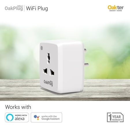 Oakter Oak Plug Mini Wi-Fi Smart Plug, White 6 Amp
