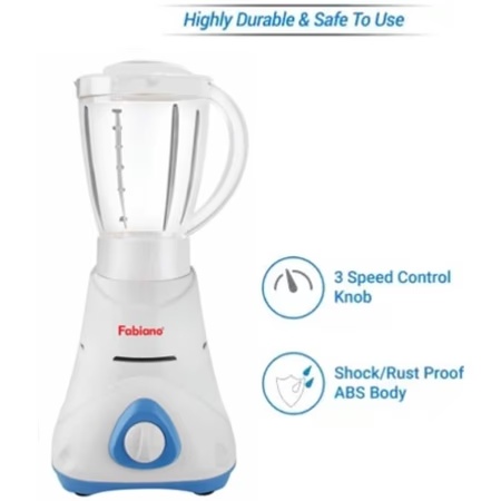 Fabiano Janny 500W 4 Jars Mixer Grinder, Over Load Protection, Anti Skid Rubber Legs, White