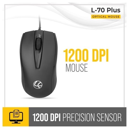 Lapcare L-70 Wired Optical Mouse, Black, LKMOPL7923