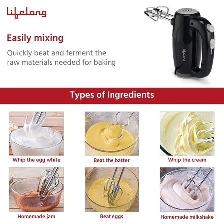 Lifelong Regalia 150W Hand Mixer, 5 Speed Option, Easy for Mixing Cake Batters and Atta, LLHM01 5 Lifelong Regalia 150W Hand Mixer, 5 Speed Option, Easy for Mixing Cake Batters and Atta, LLHM01