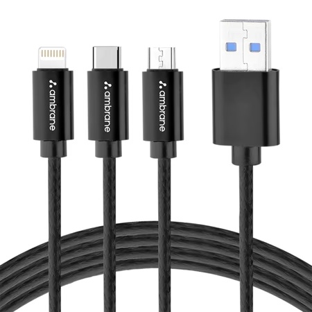 Ambrane Trio 3 in 1 Cable Black
