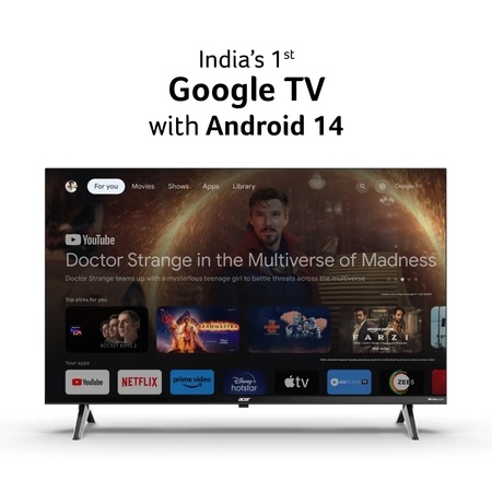 Acer 80.01 cm (32 inch) Ultra I Series HD Smart LED Google TV with Android 14 (Black), AR32HDGGU2841BD