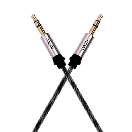 boAt Indestructible 3.5mm Metallic AUX Audio Cable with Gold Plated Connectors (Grey)