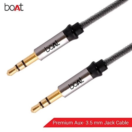 boAt Indestructible 3.5mm Metallic AUX Audio Cable with Gold Plated Connectors (Grey) 2 boAt Indestructible 3.5mm Metallic AUX Audio Cable with Gold Plated Connectors (Grey)