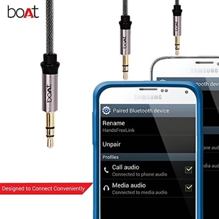 boAt Indestructible 3.5mm Metallic AUX Audio Cable with Gold Plated Connectors (Grey) 3 boAt Indestructible 3.5mm Metallic AUX Audio Cable with Gold Plated Connectors (Grey)