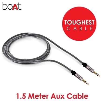 boAt Indestructible 3.5mm Metallic AUX Audio Cable with Gold Plated Connectors (Grey) 6 boAt Indestructible 3.5mm Metallic AUX Audio Cable with Gold Plated Connectors (Grey)