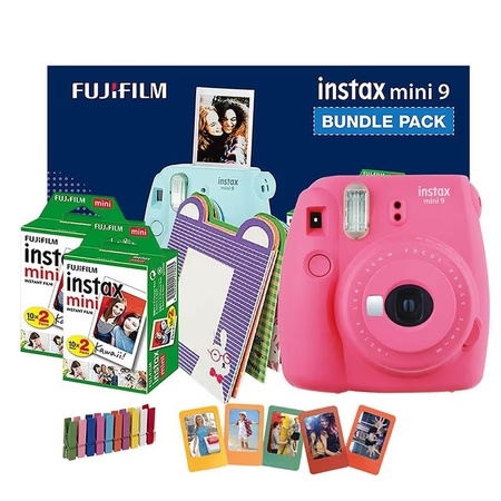 Fujifilm Instax Mini 9 Instant Camera Bundle Pack, Flamingo Pink