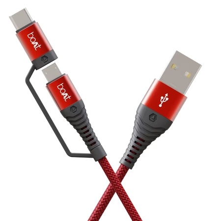 boAt Deuce USB 330 2 in 1 Cable, Martian Red