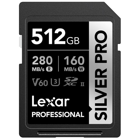 Lexar 512 GB Professional Silver Pro SDXC UHS-II Memory Card